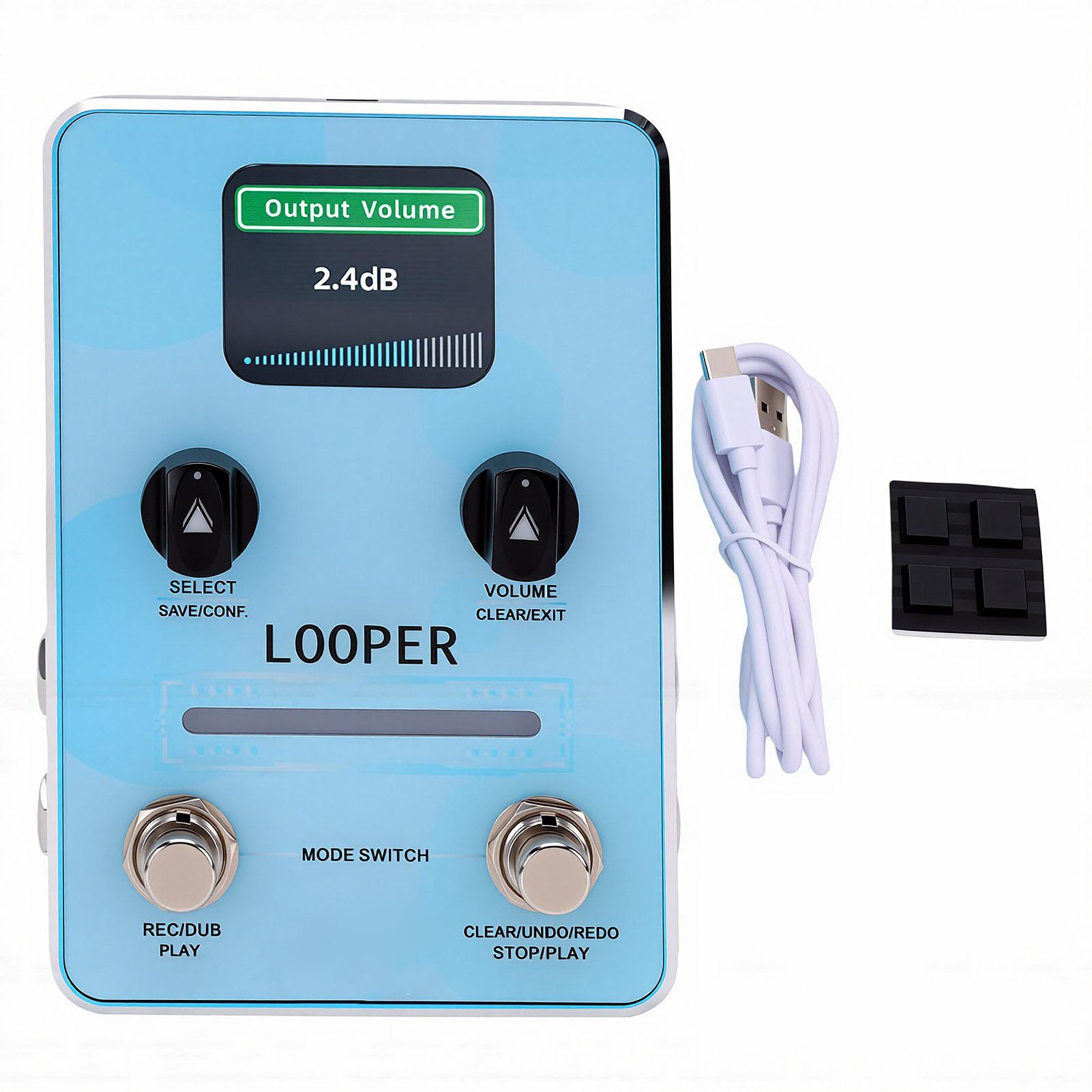 Generic Pedale Looper, Pedale Effetti per Chitarra Overdub Audio Illimitato a 44,1 KHz con 40 Slot di Memoria e Display LED per Performance Dal Vivo e Scrittura di Canzoni