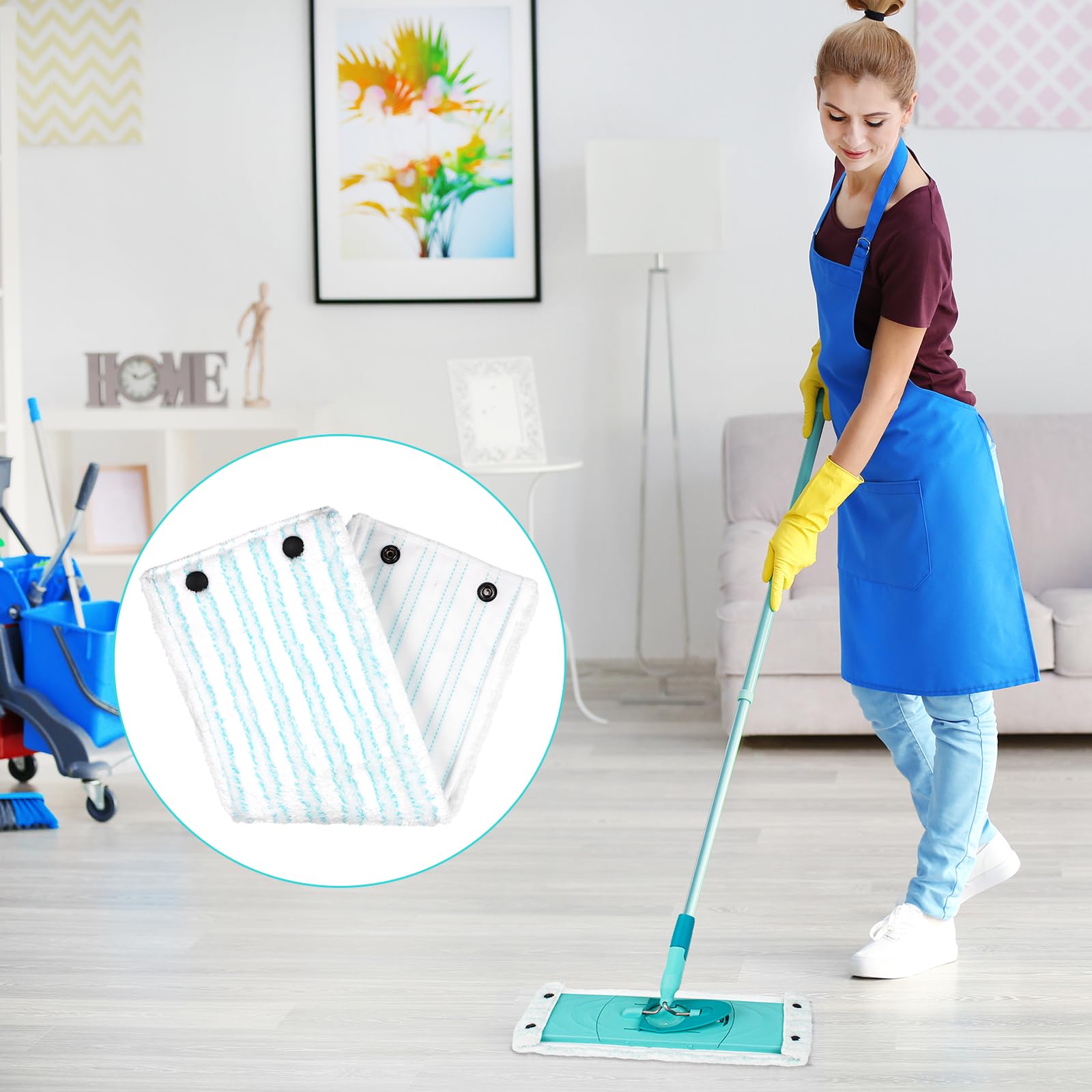 HOTUT Zestaw 4 szt. do Leifheit CLEAN Twist M Micro Duo wymienny zestaw do mopa, ściereczka z mikrofibry, podkładki do mopa, zmywalne podkładki do mopa, do wszystkich rodzajów podłoża, cząstek brudu