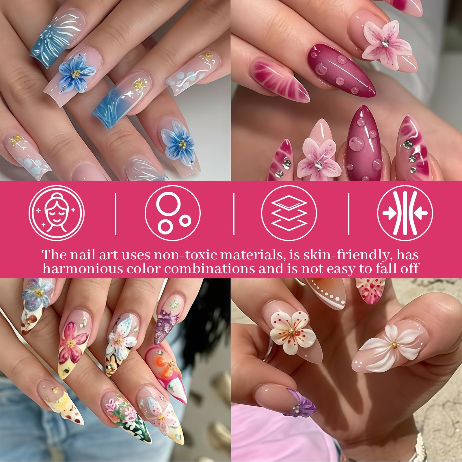 AstraGlam 50Pcs 3D Flower Nail Charms Set, Colourful Nail Art Charms Accessories - Image 4
