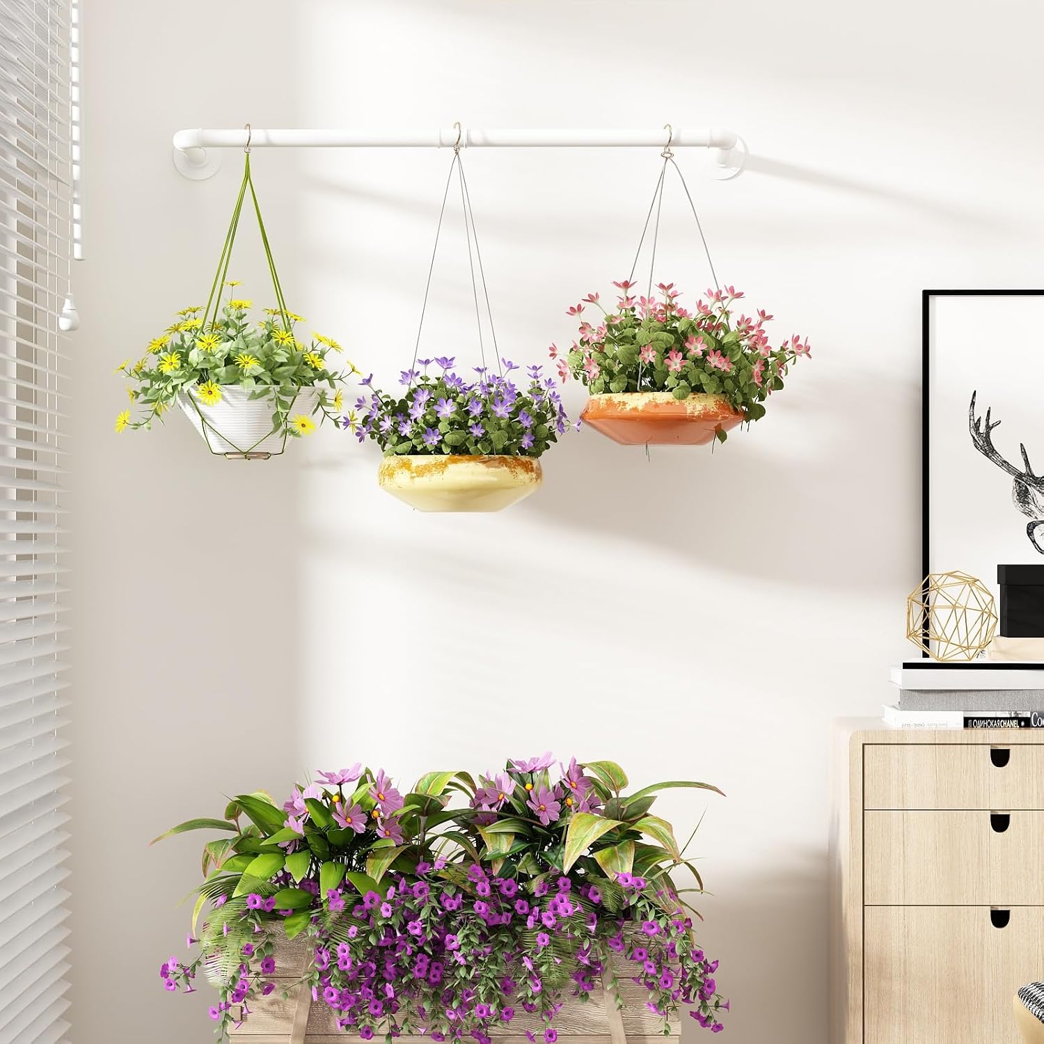 Hanging Planter for Indoor Plants, White Metal Plant Hanger, Indoor ...