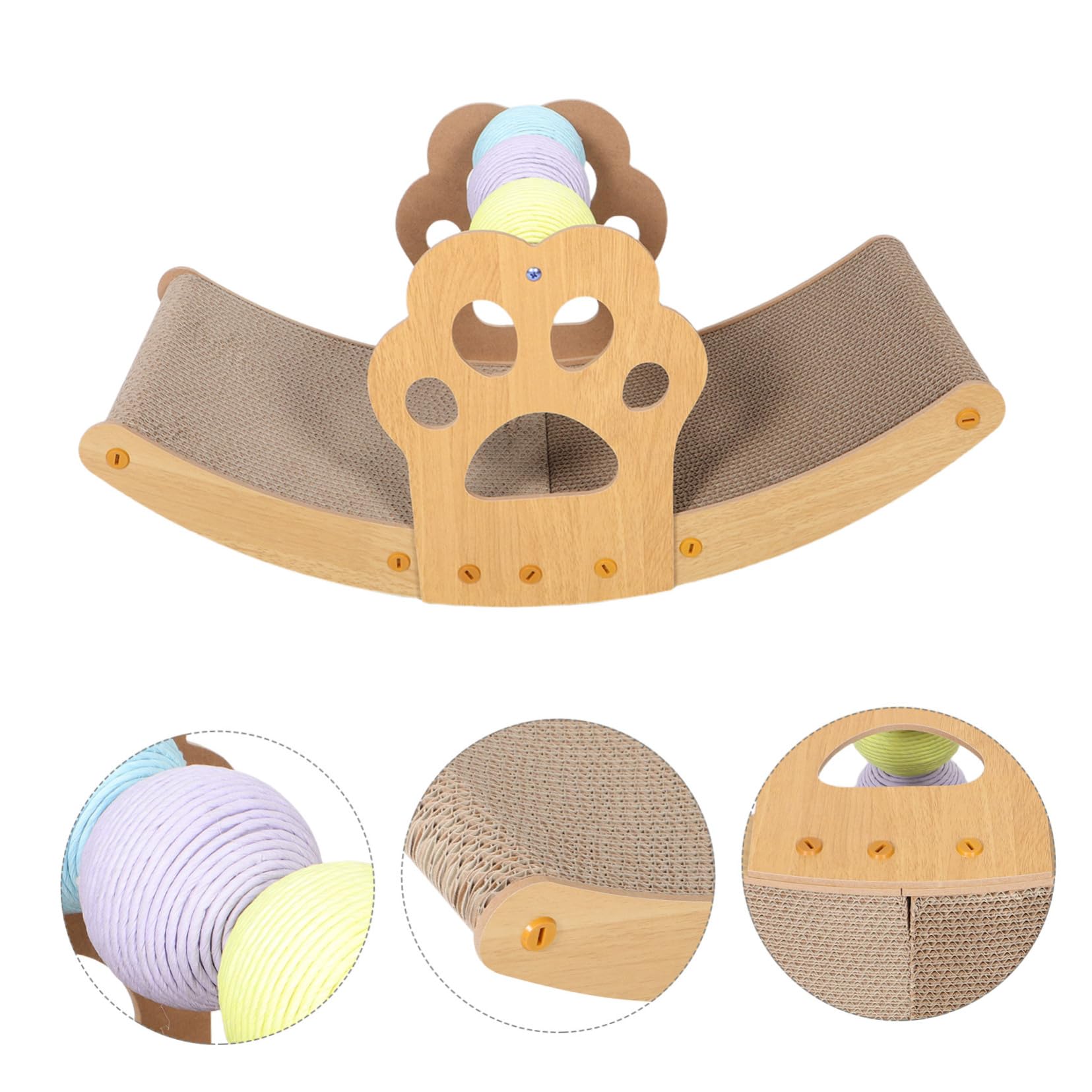YARNOW Cama Rascadora para Gatos de Cartón Ondulado Cama Mecedora con Bola Interactiva para Interiores Tabla para Afilar y para Mascotas