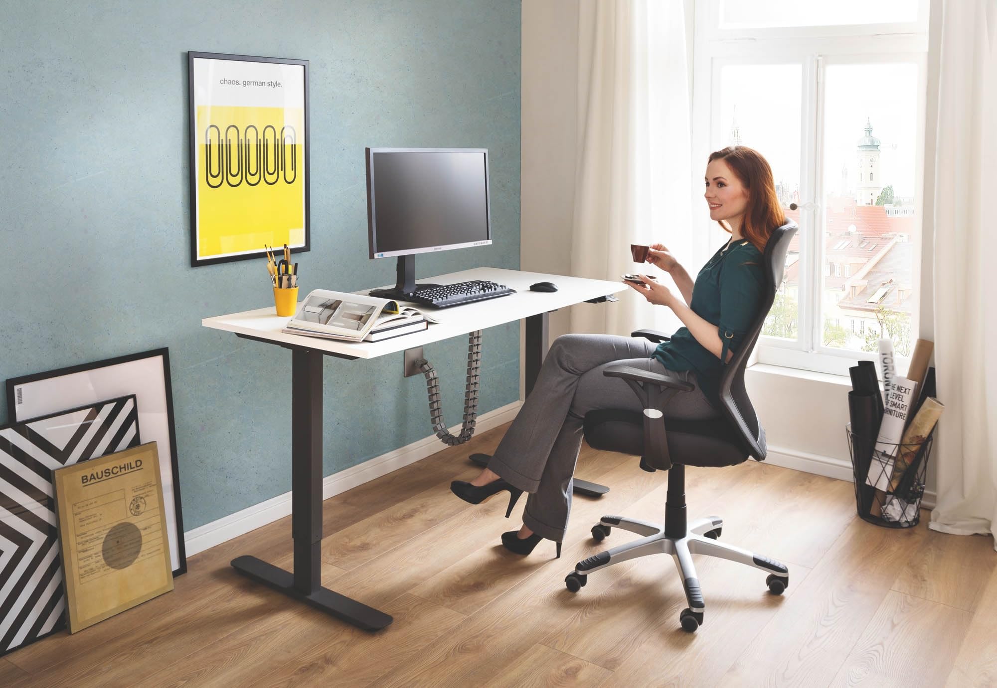 möbelando Chefsessel Niko von Duo Collection – Ergonomischer Bürostuhl mit Federkern, Netzrücken & Höhenverstellung für Home-Office – Schwarz, belastbar bis 100 kg