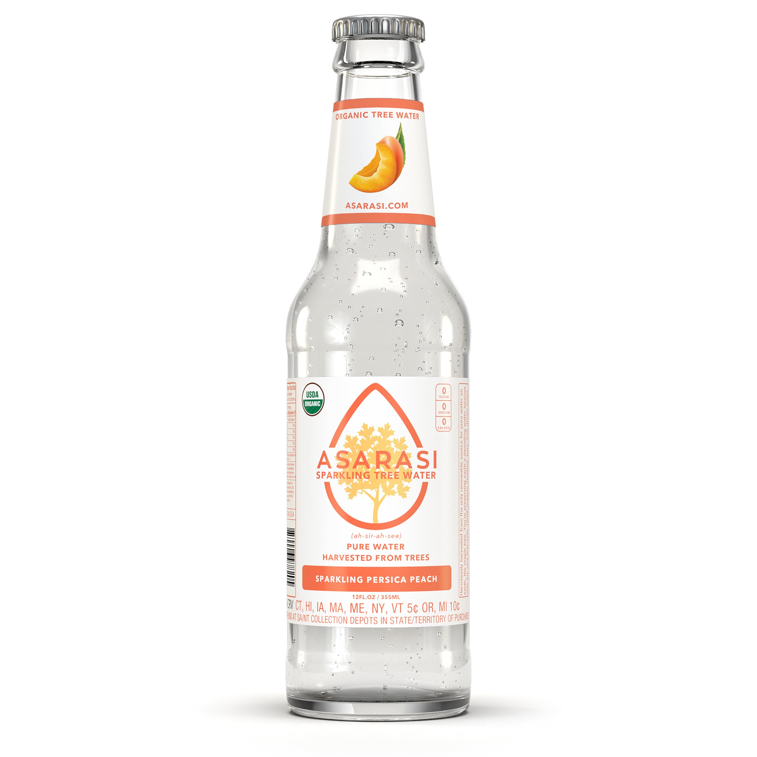 Asarasi Organic Sparkling Persica Peach Tree Water - 12 Pack