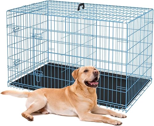 Petmate - Jaulas plegables de alambre de metal, de 24, 30, 36, 42, 48 pulgadas, para perros grandes, para exteriores e interiores, con doble puerta,