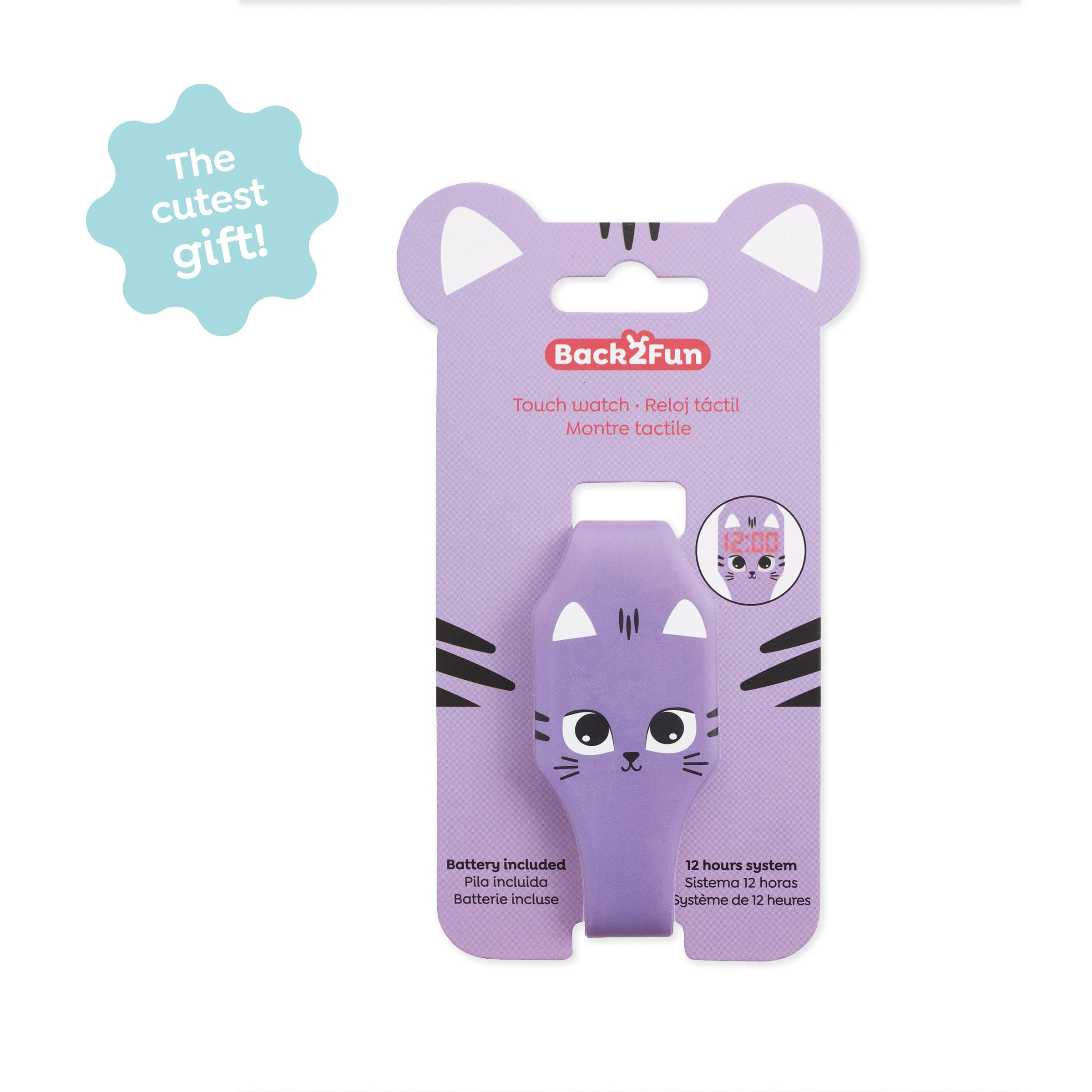 Back2Fun Reloj Infantil Digital Pantalla Led Táctil 12 Horas Pila Incluida Correa Silicona 32x225x5 mm