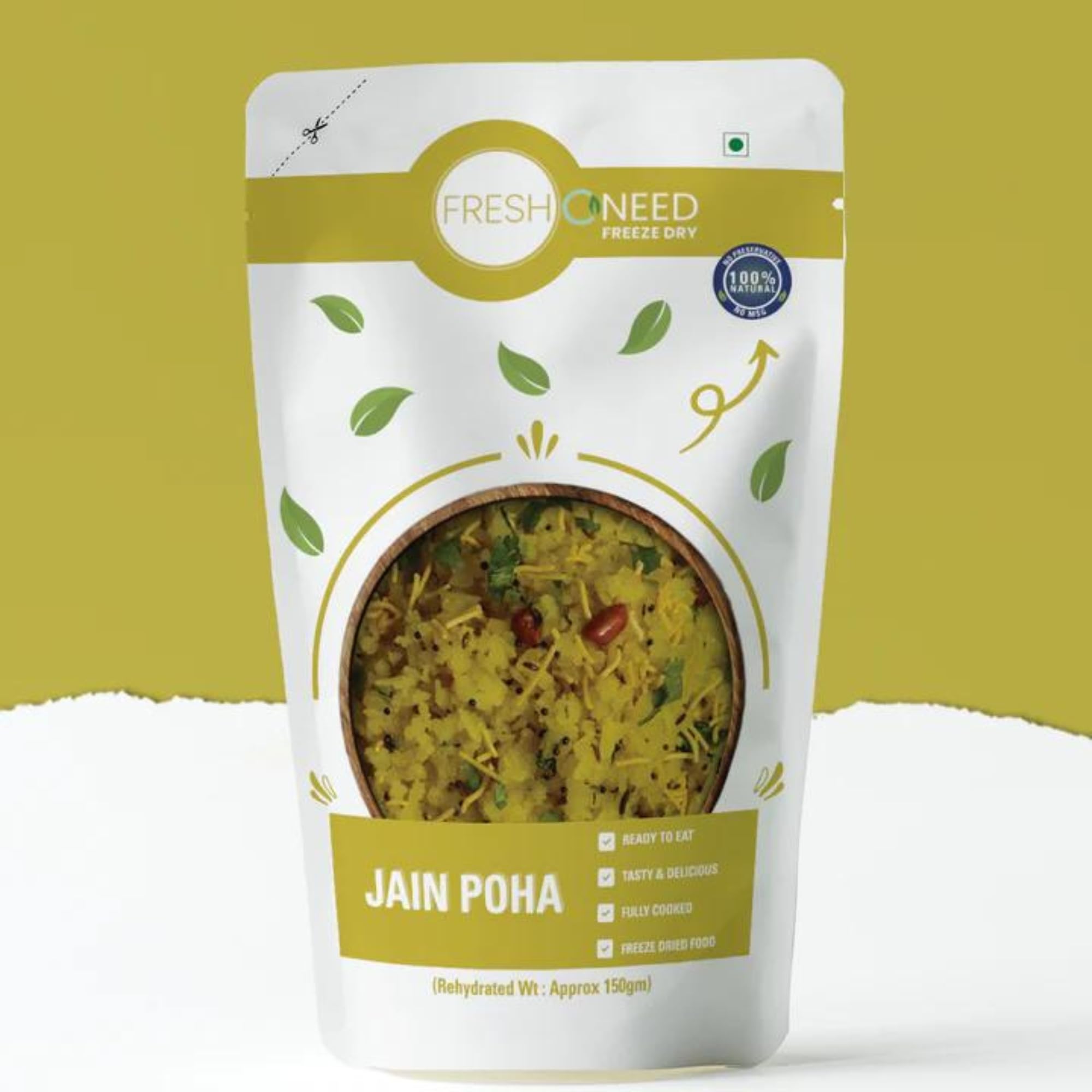 FreshOneed Jain Poha | Ready to Eat & Cook Meal | Single Serving | Pack of 1 | Yields 150GM After Cooking | Pure Vegetarian Delight | Traditional Jain Recipe, Onion & Garlic Free | Quick & Easy Preparation—Just Add Water and Cook. (B0DFTLMXGZ) Amazon Price History, Amazon Price Tracker