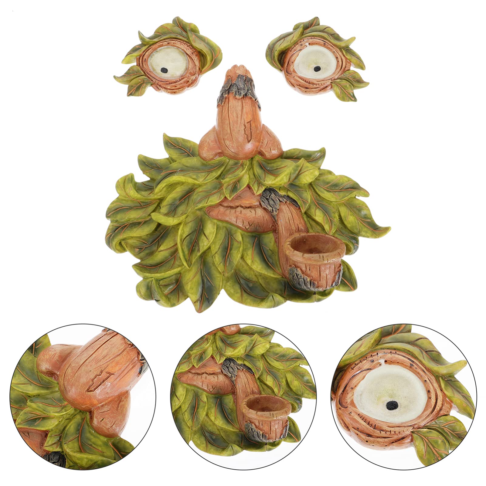 Decorazione Albero Faccia in Resina Verde, Ornamento Giardino 1 Pezzo