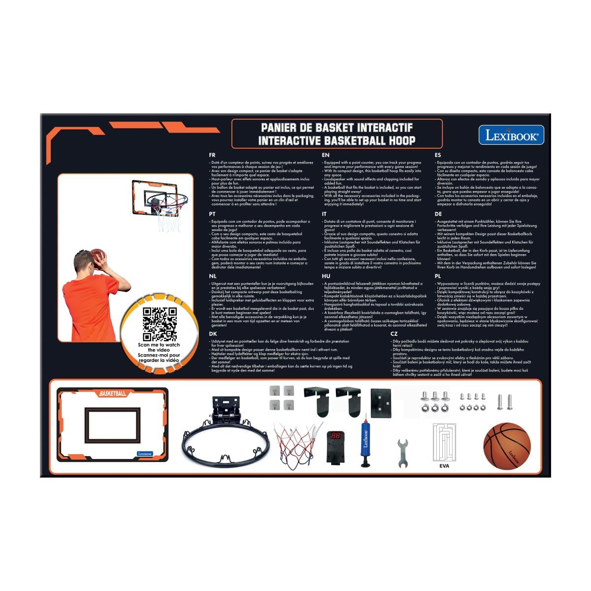 Lexibook, Panier de Basket Interactif, JG920LXB
