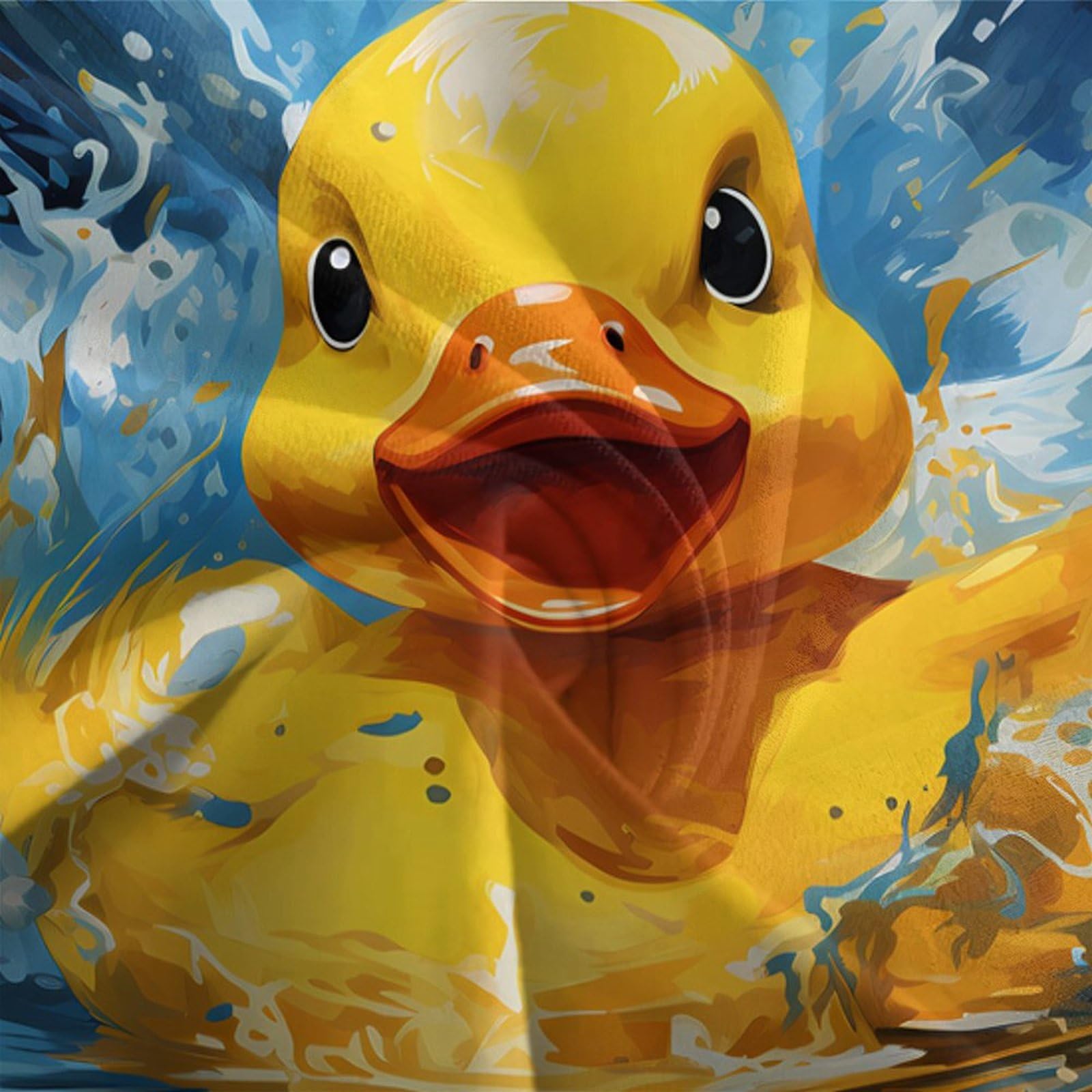 Gummi Ente Splash 3-teiliges Reines Polyester Cartoon spielerischer Stil Bettbezugset, Versteckter Reißverschluss, Für Kleinkinder, Babysicher & Gifffrei, Pflegeleicht King（220x240cm）