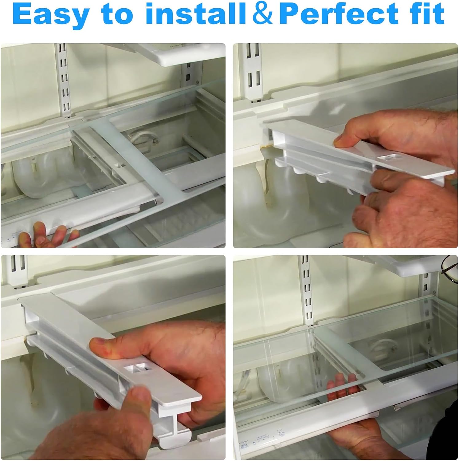 W10671238 Fridge Drawer Center Rail,Refrigerator Drawer Slide Rail for Whirlpool Kenmore KitchenAid Maytag Amana Refrigerator Drawer Parts WPW10671238 8208326 12530701