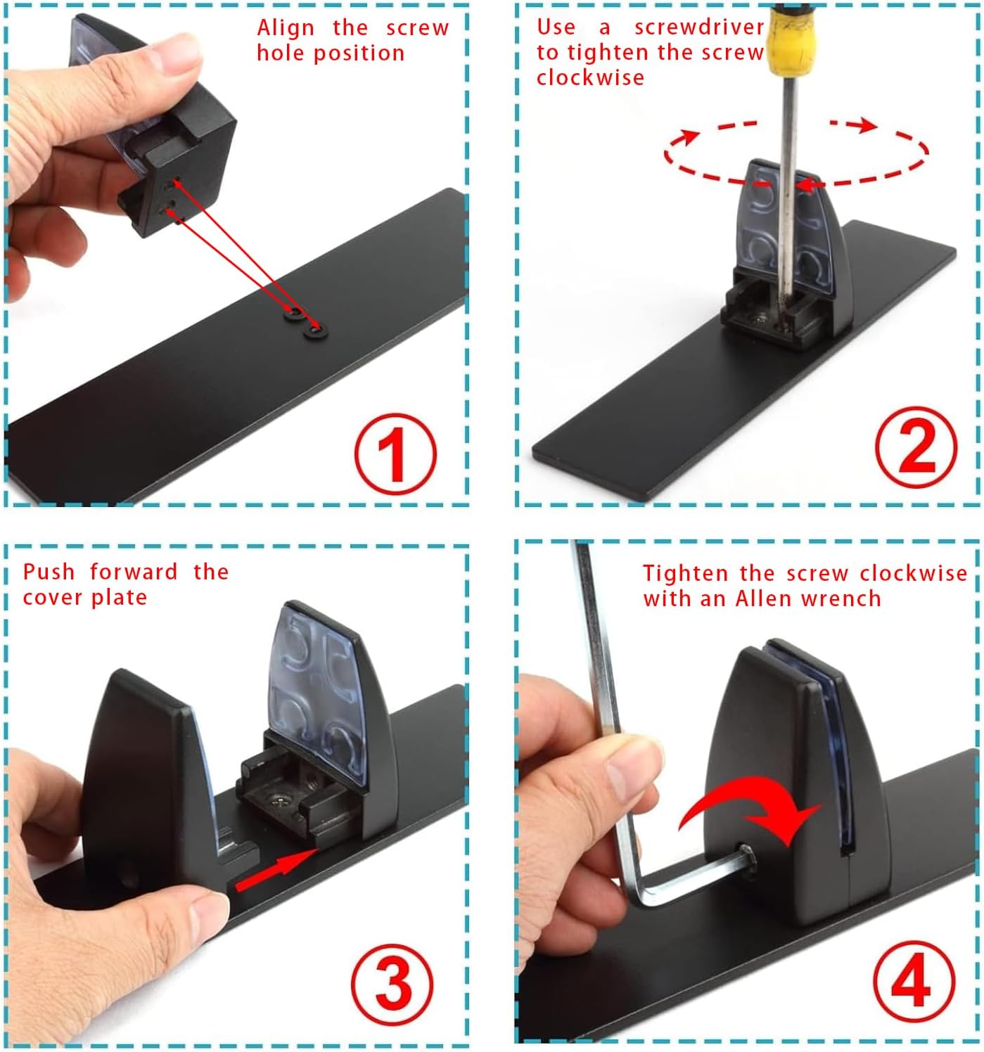 Sneeze Guard Support Clamp for 1/8" To 1" Thick Panel, 4-Pack Heavy Duty Aluminum Partition Clamp for Room Divider, Desk Partition, Privacy Panel, Acrylic Panels Or Plexiglass Shield(Black)