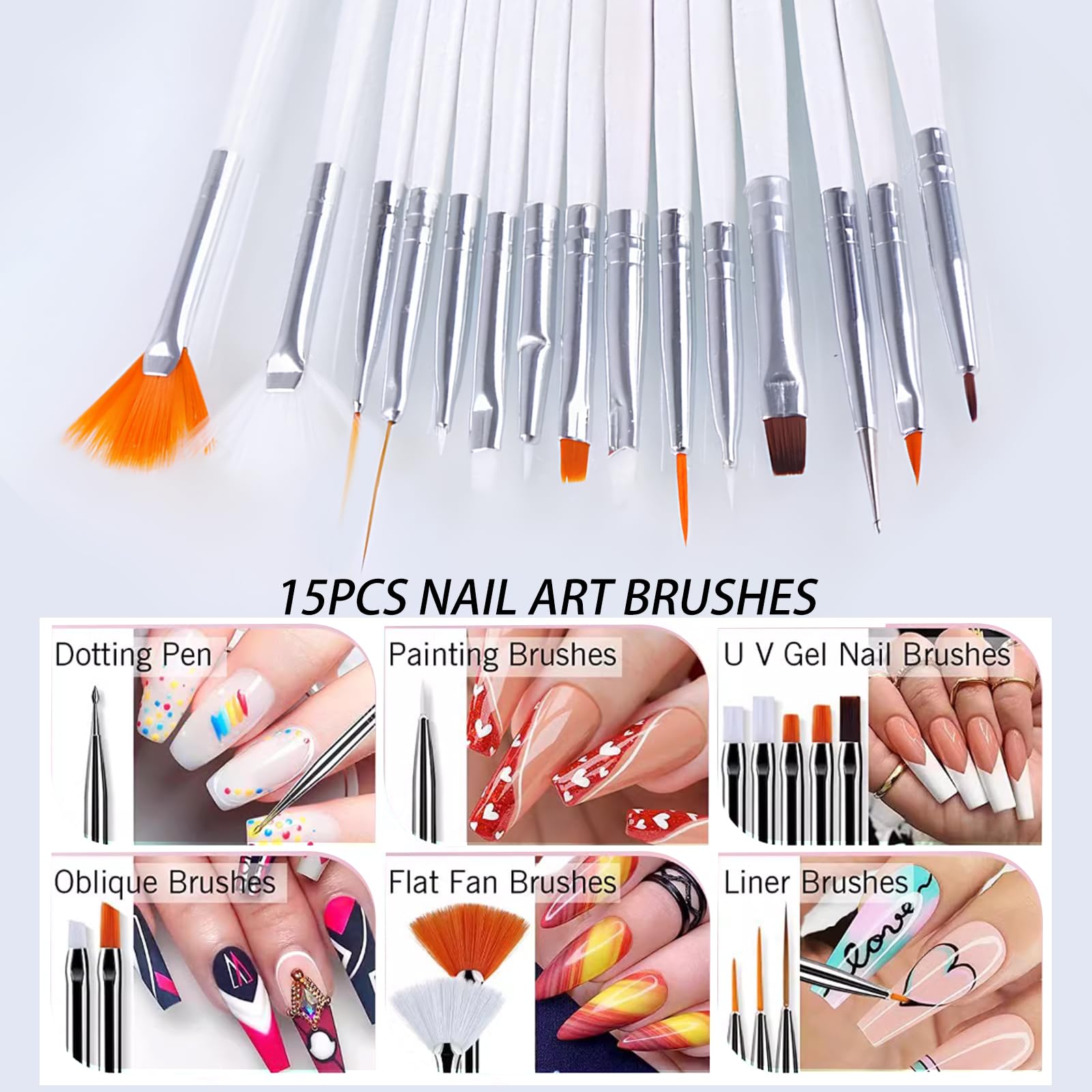 31Pcs Nail Art Brushes Set, Professional Nail Brush Dotting Tools Kit - Image 2