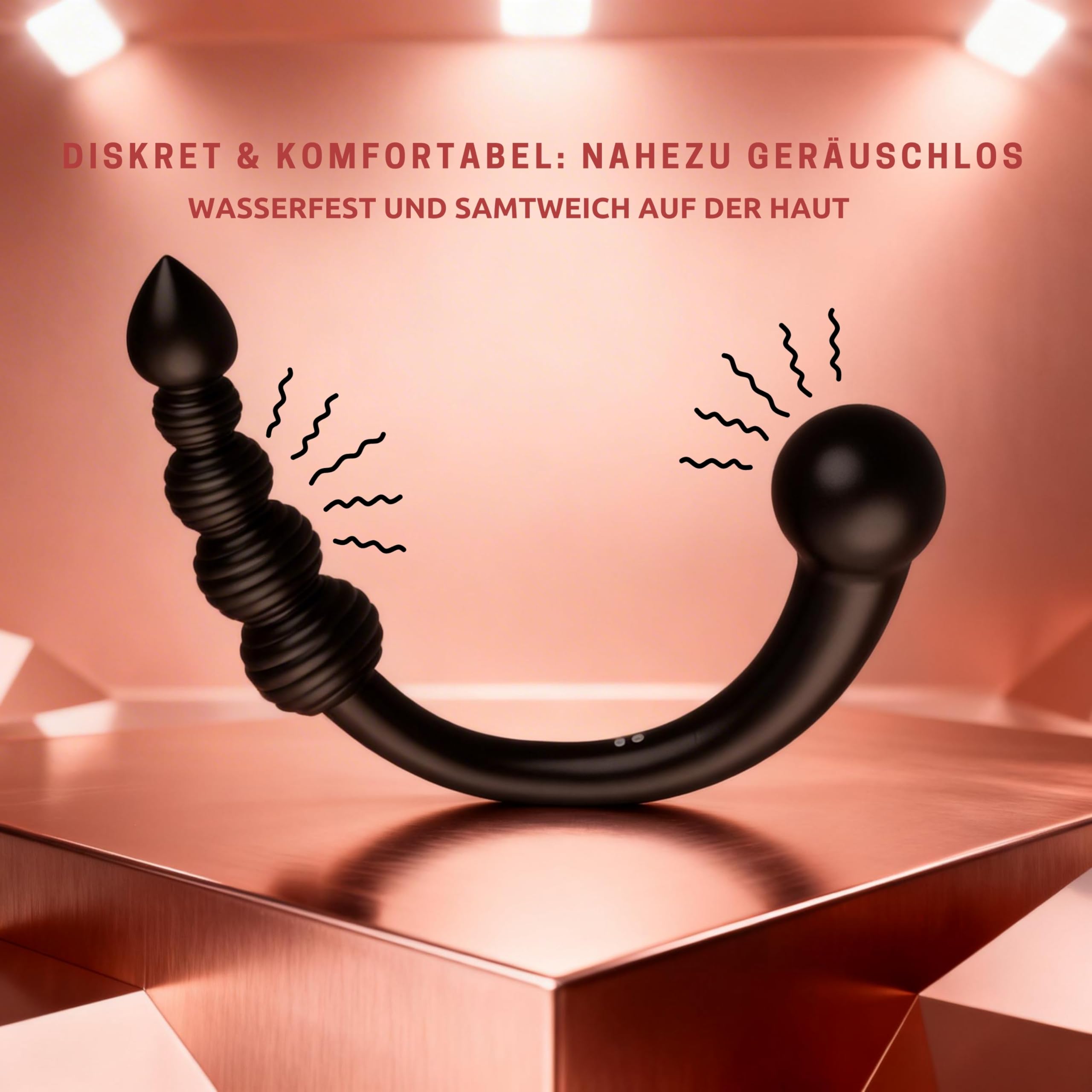 Fops Vibratore Strap-on Doppio– Dildo Doppio 35 cm per Coppie e Solo, 10 Modalità di Vibrazione, Perle & Sfera Grande (Ø 4cm), Silicone Medico Premium, Ricaricabile USB, Impermeabile A145