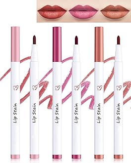 Lip Stain Makeup Pen-Hydrating Lip Tint Stain Lip Liner Tattoo Pencil,Matte Color Look,Longlasting Waterproof Lipstain Lipgloss,Precise Chisel Tip Smooth,Christmas Makeup Gift for Women-02+04+05