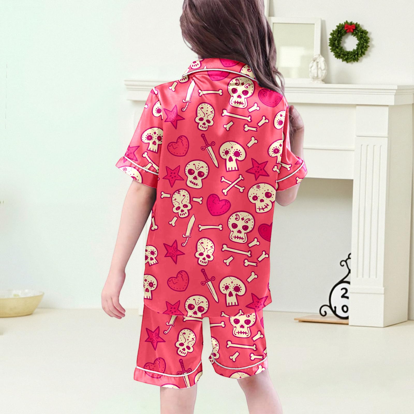 Generisch -Outfit-Set Satin Seide mit Halloween-Print bequeme Loungewear für Alltag Entspannen im Haus ideales -Set für tägliche Nutzung