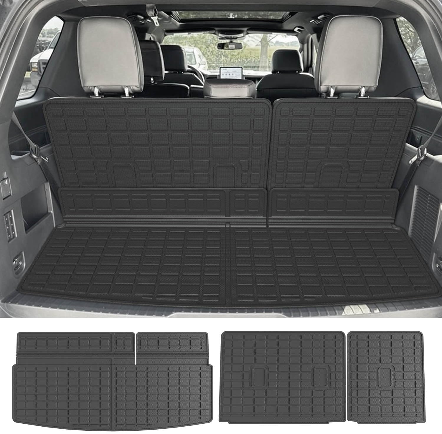 Cargo Mat Compatible with 2018-2024 Ford Expedition Lincoln Navigator 3rd Backrest Mat Replacement for 2018-2024 Ford Expedition Accessories(7&8 Seats 3rd Backrest Mat+Trunk Mat)