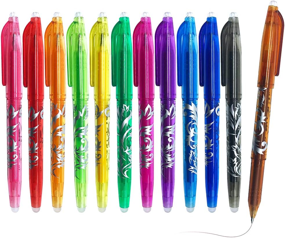 DxJ Erasable Gel Pens 12pcs Heat Erase Pens for Fabric,0
