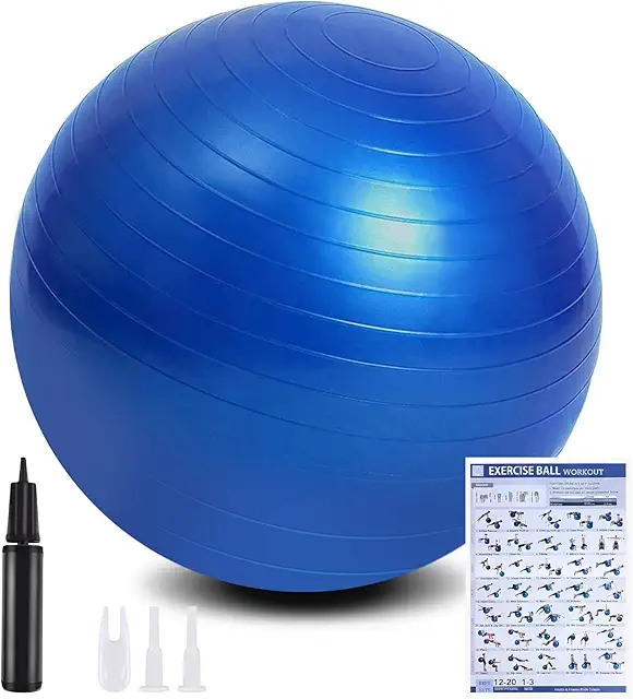 Palla Yoga Fitness Anti-Scoppio 55/65cm con Pompa per Esercizi di Equilibrio e Allenamento