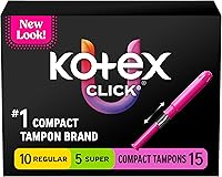 Vista 18 de U by Kotex Click - Tampones compactos, súper absorbencia, sin perfume, 45