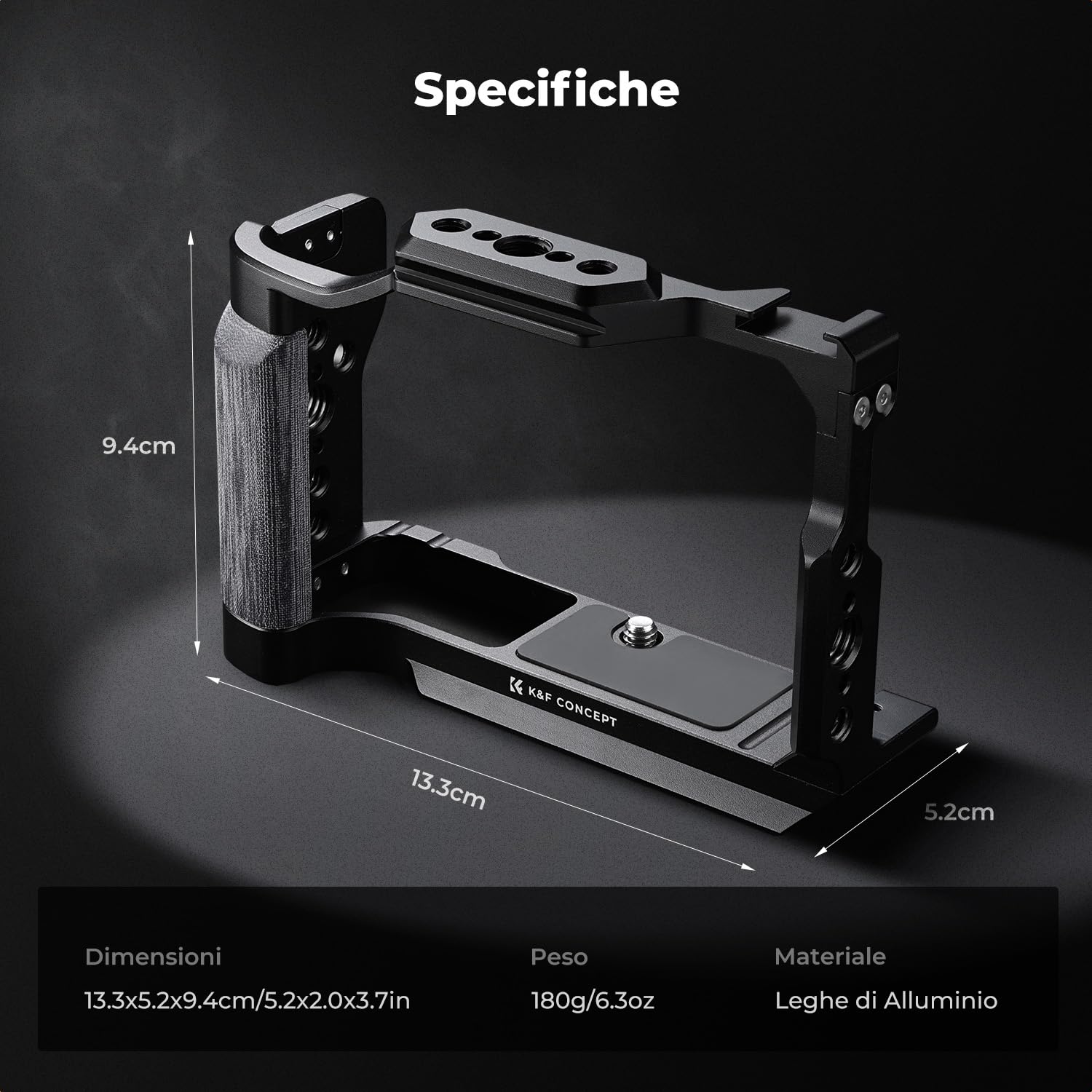 K&F CONCEPT R50V Cage, Gabbia per Fotocamera per Canon R50V con Piastra a Sgancio Rapido Integrata per Arca, Guida NATO, Filettature da 3/8“ e 1/4”