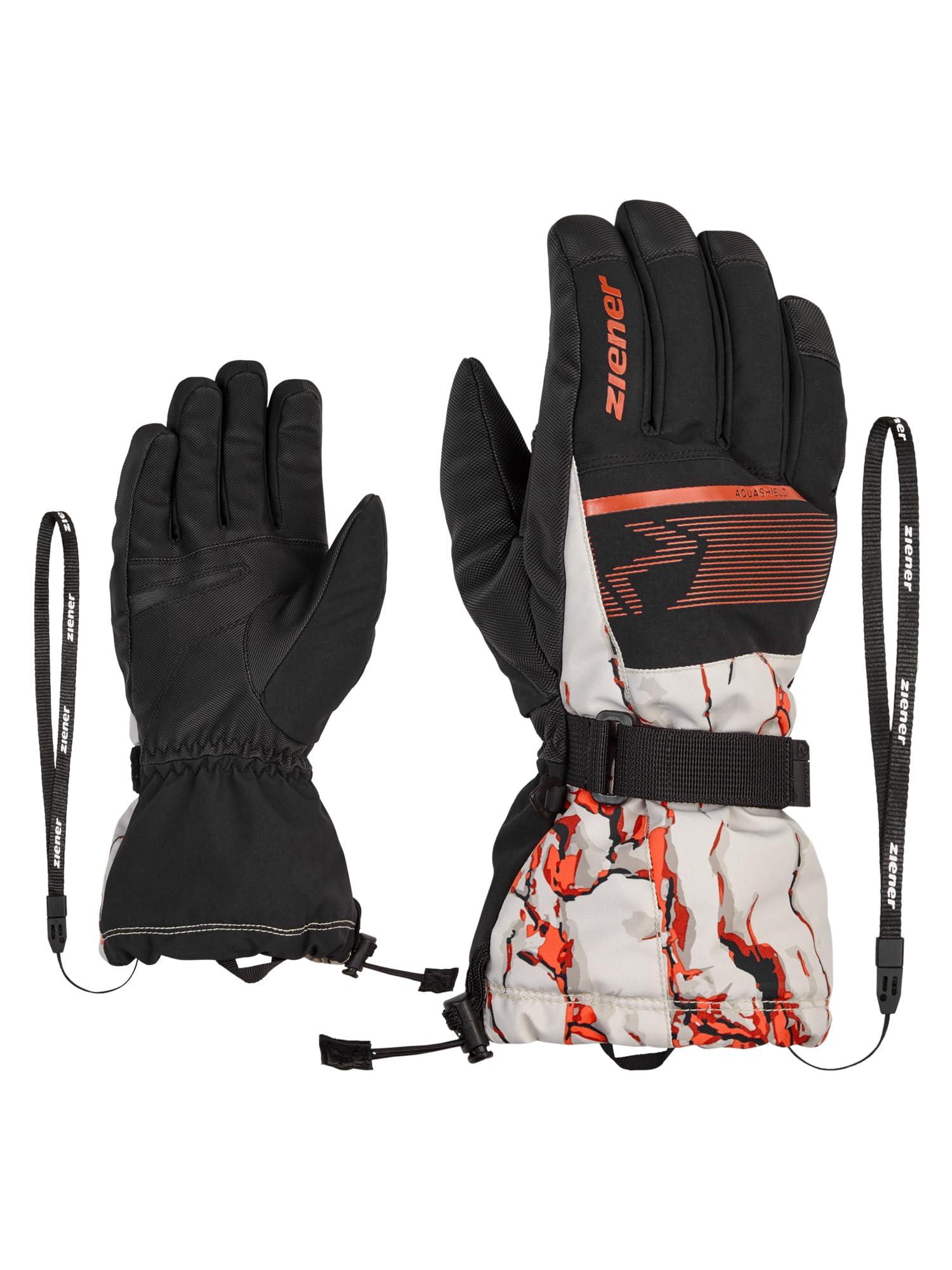 Ziener Men's Gentian Ski Gloves/Winter Sports | Waterproof, Long Cuff, Cliff Print, 7