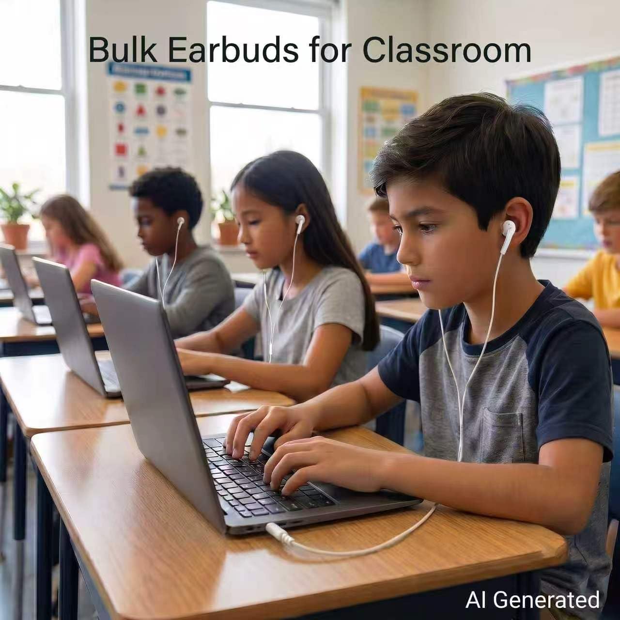 Lot de 100 écouteurs intra-auriculaires filaires pour salles de classe, prise 3,5 mm, sans microphone, pour étudiants, écoles, bibliothèques et laboratoires informatiques, emballés