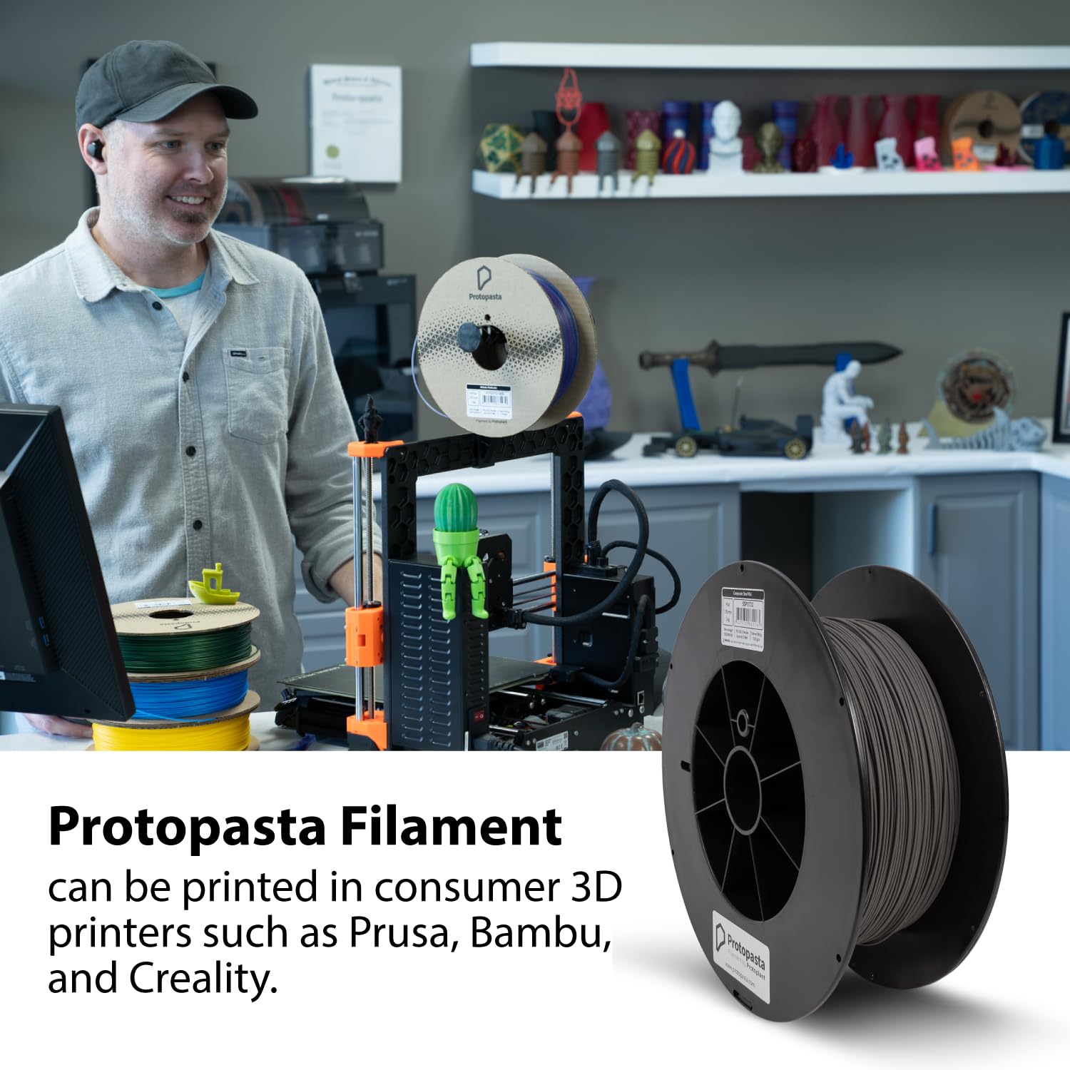 proto-pasta ssp11720 polishable Bobina de acero inoxidable, Pla 1,75 mm, 2 kg, Gris