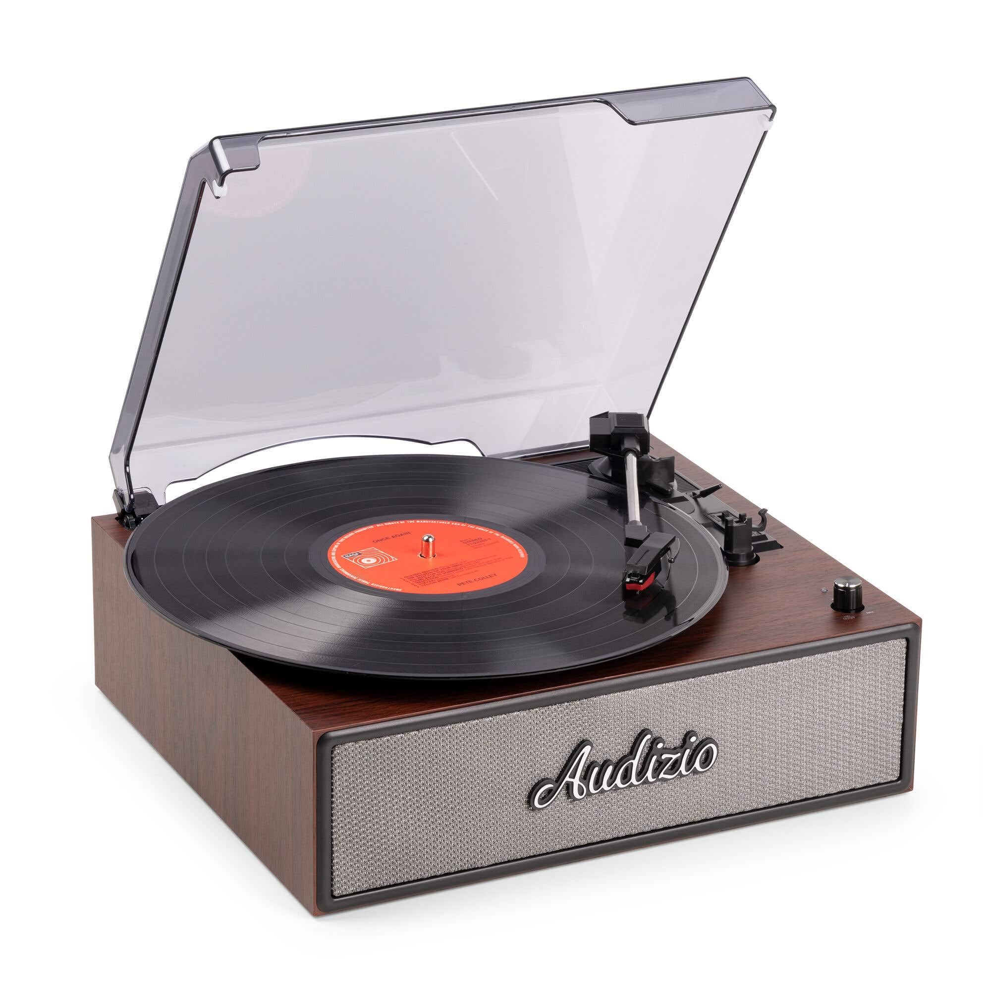 Audizio Reno - Platine Vinyle rétro avec Enceintes intégrées - Lecture 33/45/78 Tours - Design Vintage - Couleur Bois