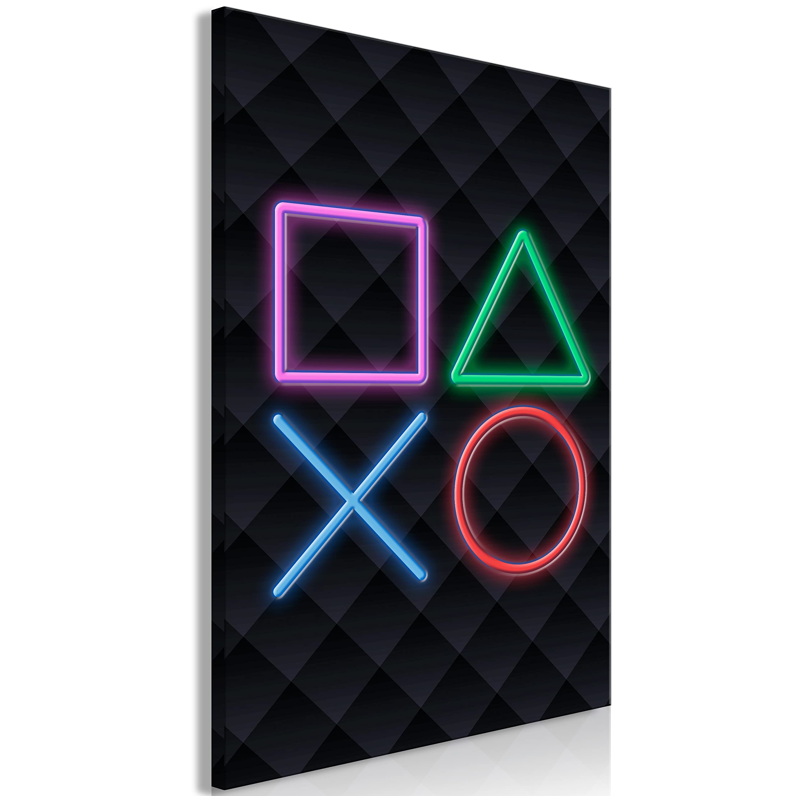 artgeist Acoustic Canvas Wall Art Print for Gamers 24x35 in - 1pcs Picture with Acoustic Foam Sound Print Artwork Room Acoustics Soundproofing - Console Game Neon Light i-C-0185-b-a