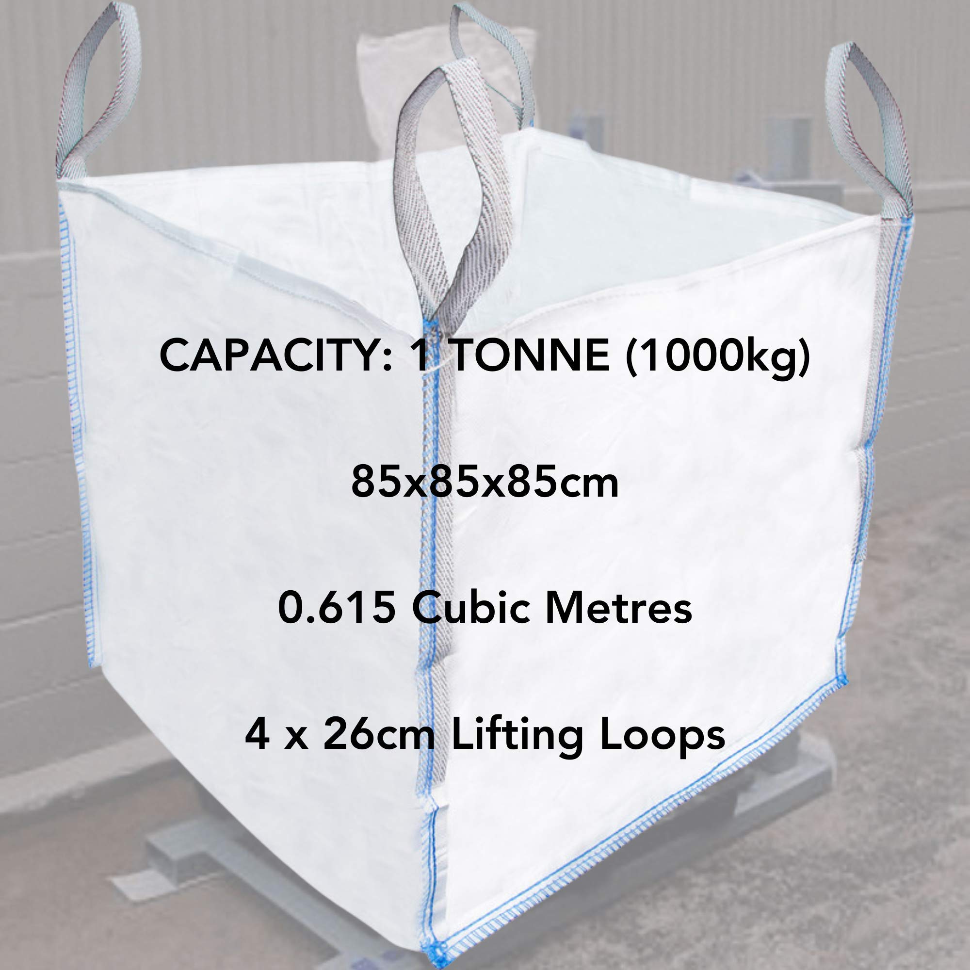 FIBC Heavy Duty Builders torba zbiorcza z uchwytami, mocne, białe torby, duży worek przemysłowy do przechowywania odpadów, 85 x 85 x 85 cm, jedna tona, 1000 kg, SWL (5)