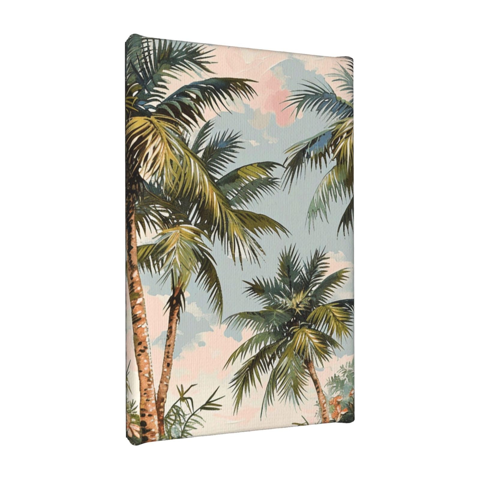 YKLJG Tropical Palm Trees Printed Wall Art Canvas Painting 20x30 CM Wooden Framed Picture Painting Artwork Prints for Bedroom Kitchen Home Office Decor