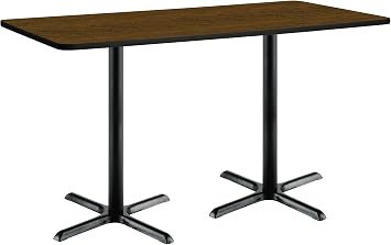 KFI 30" x 72" Conference Table - Walnut Top - Black X-Base - Bistro Height