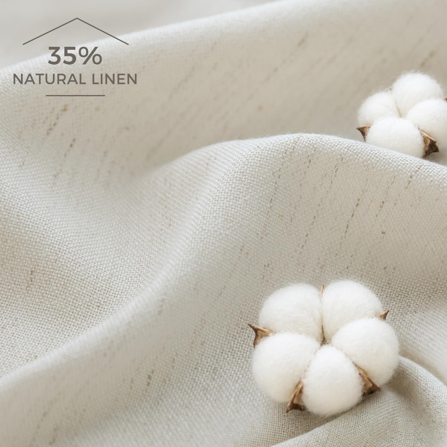 Rideau Voilage à 35% de Lin, Uni pour Fenêtre de Salon ou Chambre, Panneau de Draperie Intérieure avec Bande Multifonction pour Rail ou Tringle, Lin 140L X 280H cm (2pcs)