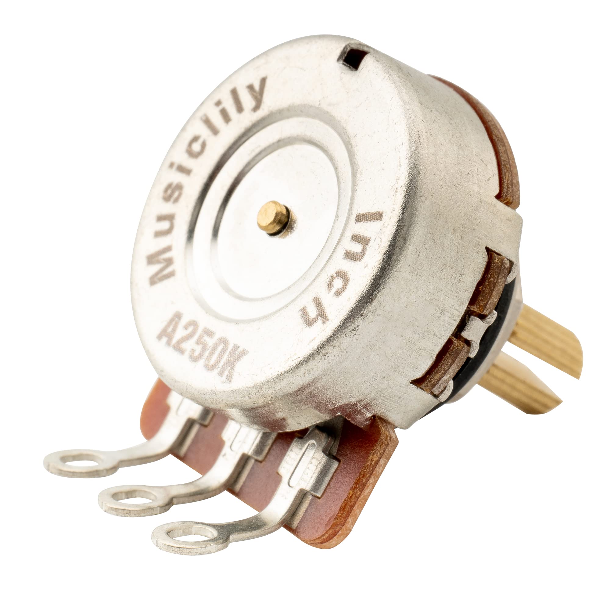 Musiclily Pro HD A250K Pots Brass Short Split Shaft 1/4 Inch Audio Taper Potentiometers for ST Tele PB JB Style Electric Guitar Bass (Set of 2) - Image 4