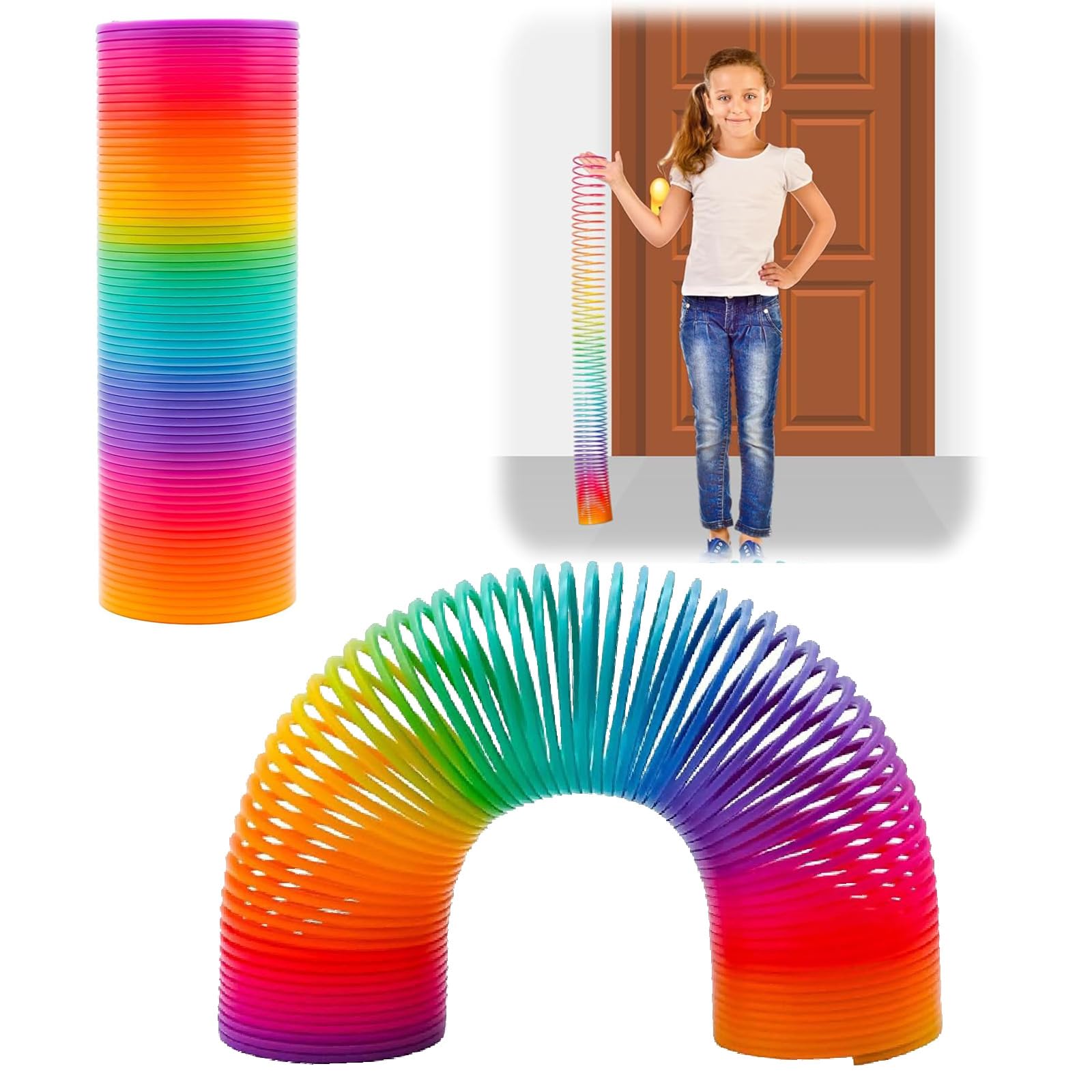 NPLSEO Super Long Rainbow Magic Spring Toys 15cm, Extra Large Sensory Fidget Slinky Toy for Kids Adults, Stress Relief, Birthday Gifts, Party Bag Fillers, Stocking Fillers & Return Gifts (1PCS)