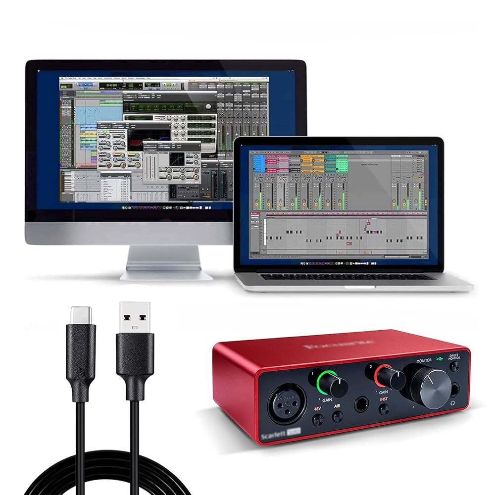 Focusrite Scarlett Solo 3rd gen + 変換ケーブル Amazon.co.jp: タイプ C から USB ケーブル フォーカスライト