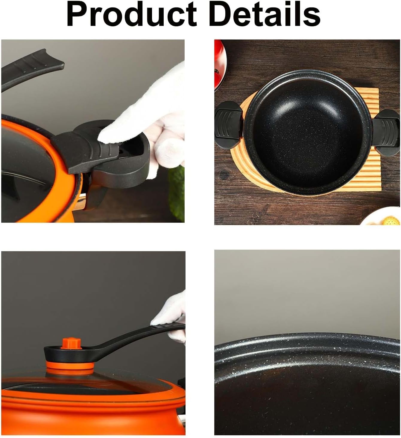Multifunctional Large Capacity Non-stick Pressure Cooker, 8QT/5L Fast-Heating Micro Pressure Pot with Visual Glass Lid, Micro Pressure Cooker Pot, for Soups, Stews & All Stovetops (Orange)