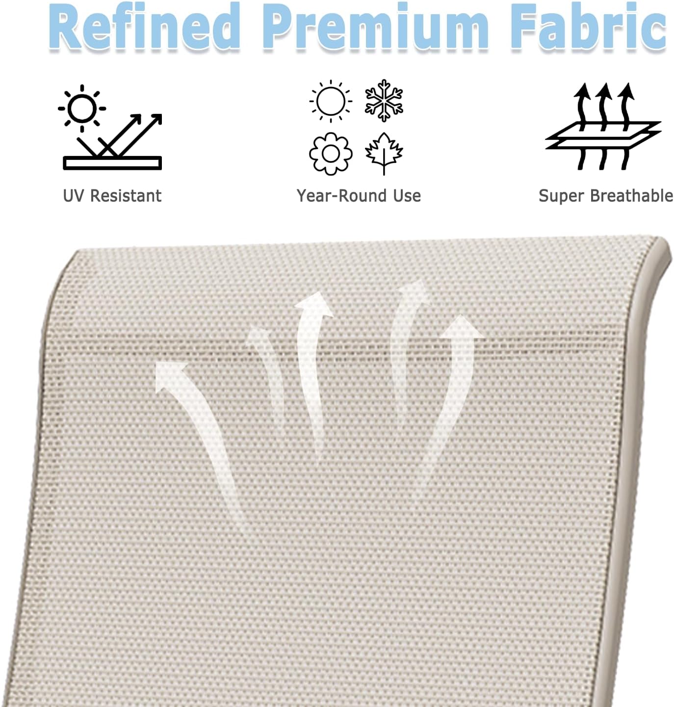 Patio Dining Chairs Set of 4, Outdoor Dining Chairs with High Back, Metal Outdoor Chair Set with Comfort and Durability, Patio Chair for Deck Lawn Kitchen Garden Backyard, Ivory