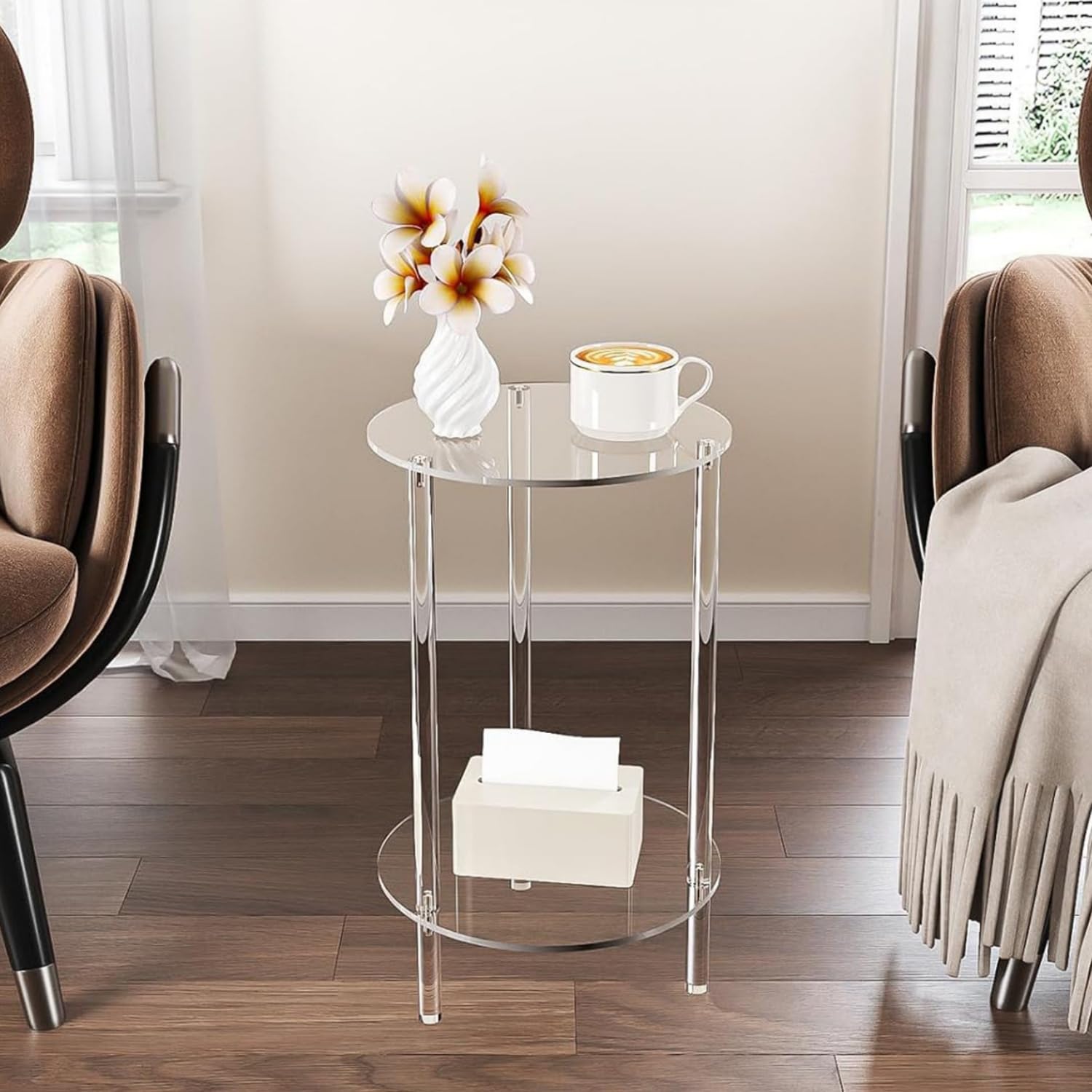 アクリル製サイドテーブルセット Amazon｜Vifxucyアクリルサイドテーブル、円形、アクリル製