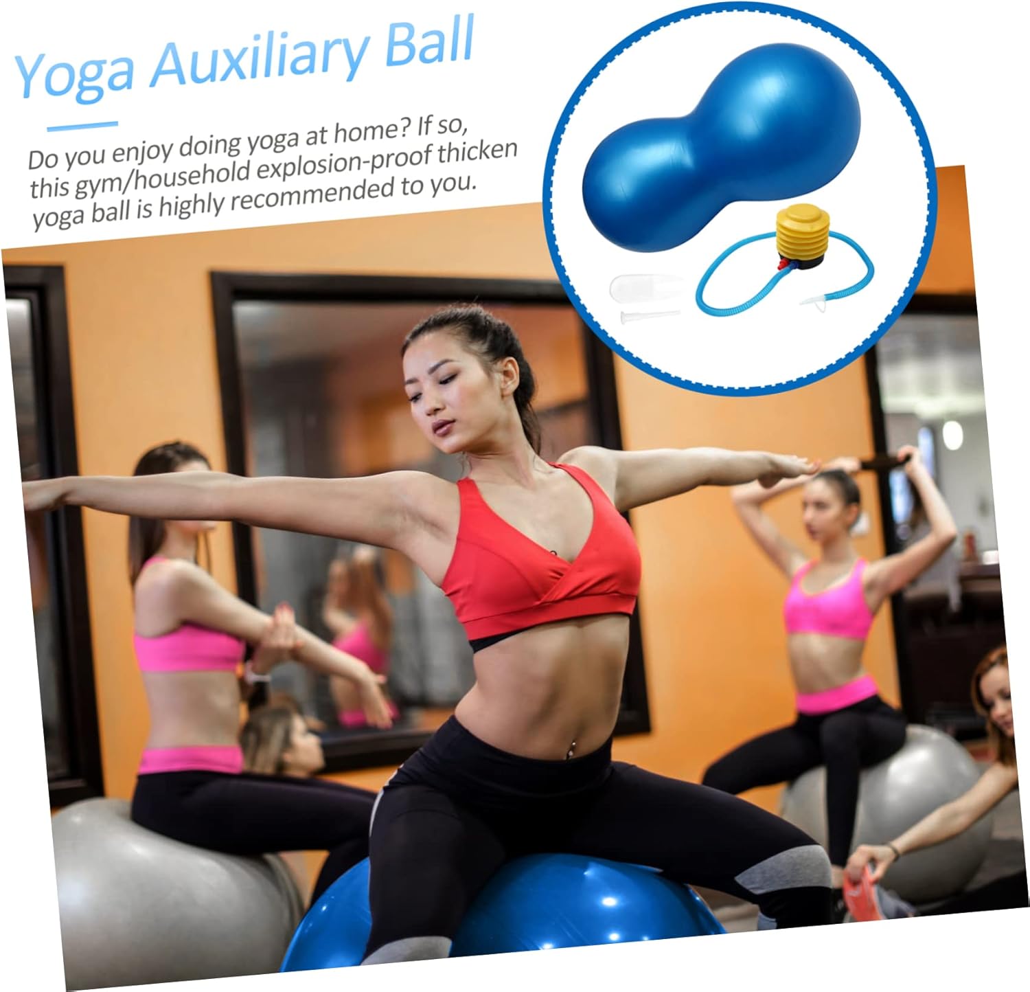 Yoga Peanut Ball Thickened PVC Bal 45x90CM Anti-Burst Exercise Ball for Balance Training Fitness Massage for Home Office and Yoga Sessions