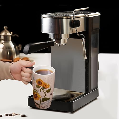 Miniatura 3 de Taza de café de cerámica para regalo con tapa de 17 onzas, taza de té alta de porcelana con asa para el hogar y la oficina, taza con diseño