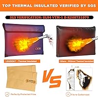 Vista 4 de Bolsa ignífuga con aislamiento térmico de 5200℉, caja ignífuga impermeable con cremallera, bolsa ignífuga para dinero en efectivo, bolsas ignífugas