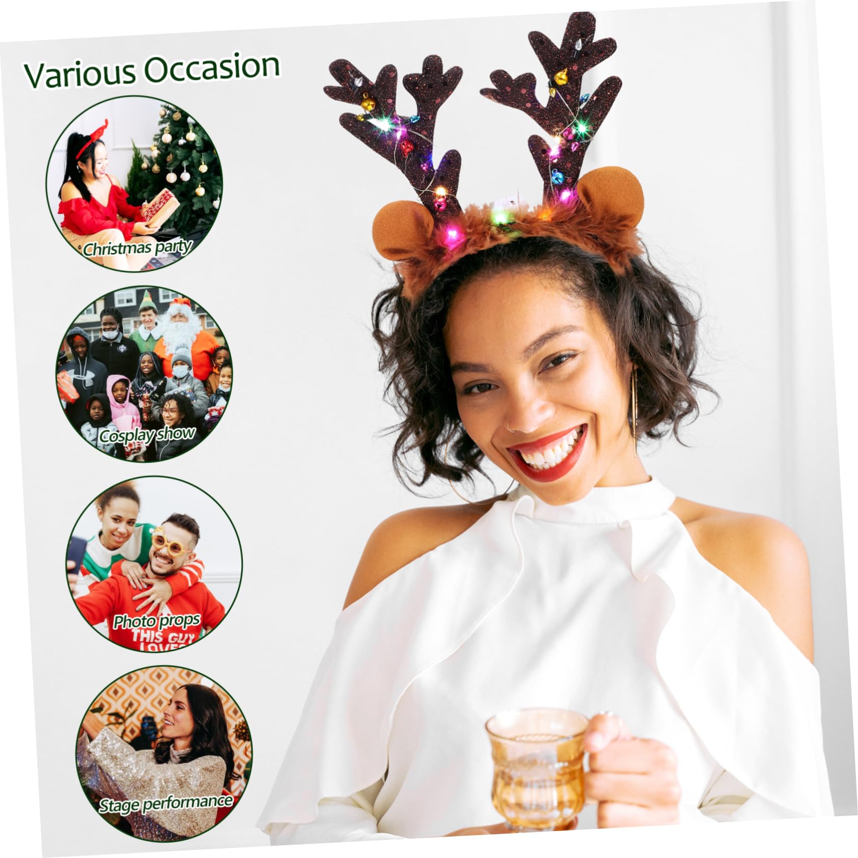 ibasenice 3pièces Bandeaux Renne Noël Accessoires De Tête Adorables pour Fête Cosplay Confortables Et Légers Décorations De Noël