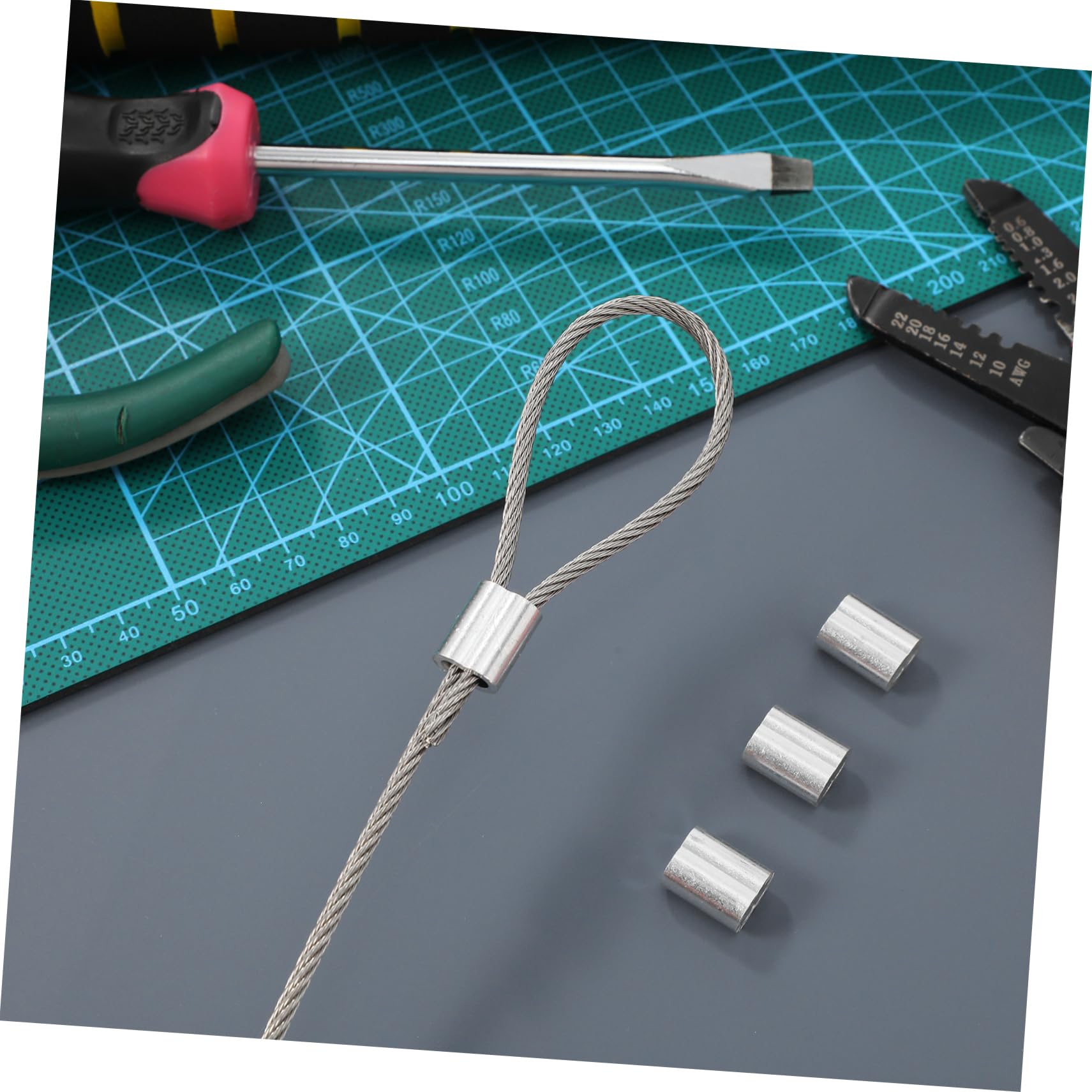 PRETYZOOM 1Roll Stainless Steel Wire Rope with Crimps Steel Wire for Plants Crafts and Projects Stainless Steel Construction