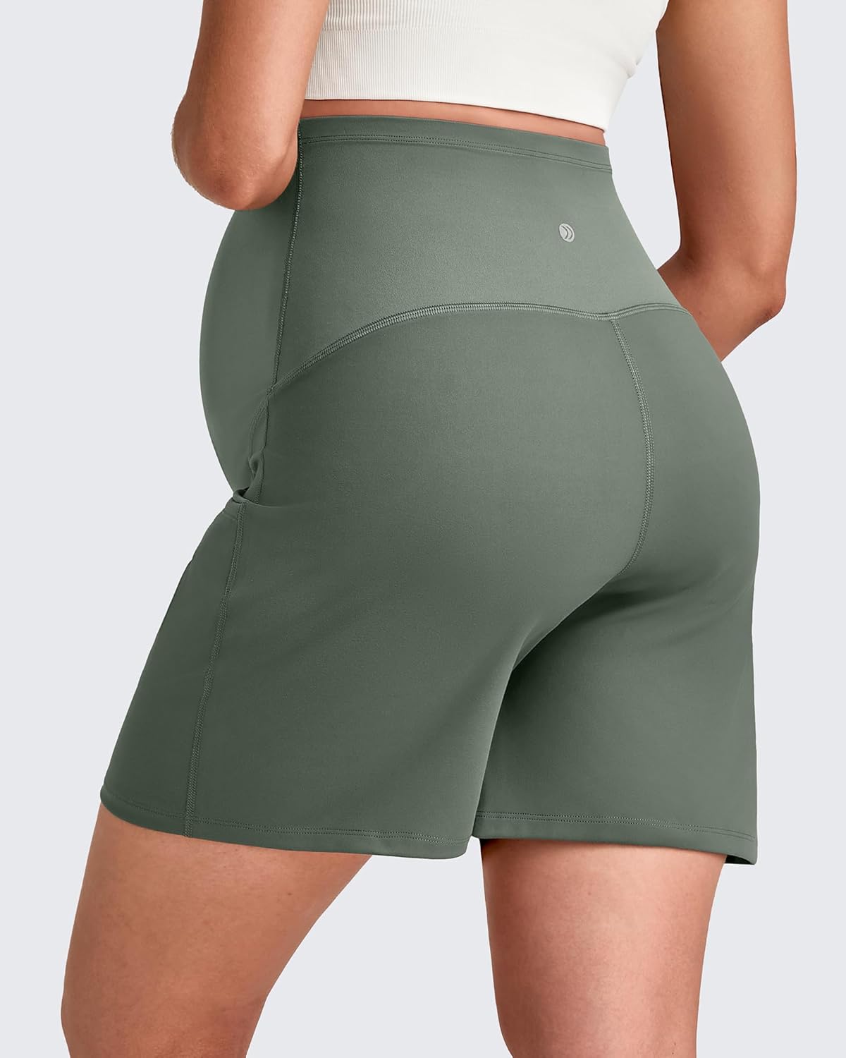 G4Free Maternity Shorts with Pockets Over The Belly Stretchy 6'' Pregnancy Yoga Pants Athletic Workout - Image 5