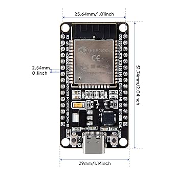 ELEGOO 3PCS ESP-32 Development Board USB-C, 2.4GHz Dual Mode WiFi+Bluetooth 4.2 Dual Core Microcontroller Support AP/STA/AP+STA, CP2102 Chip | low-power IoT applications, smart devices, automation, wireless communication, GPIO headers, simplifying development