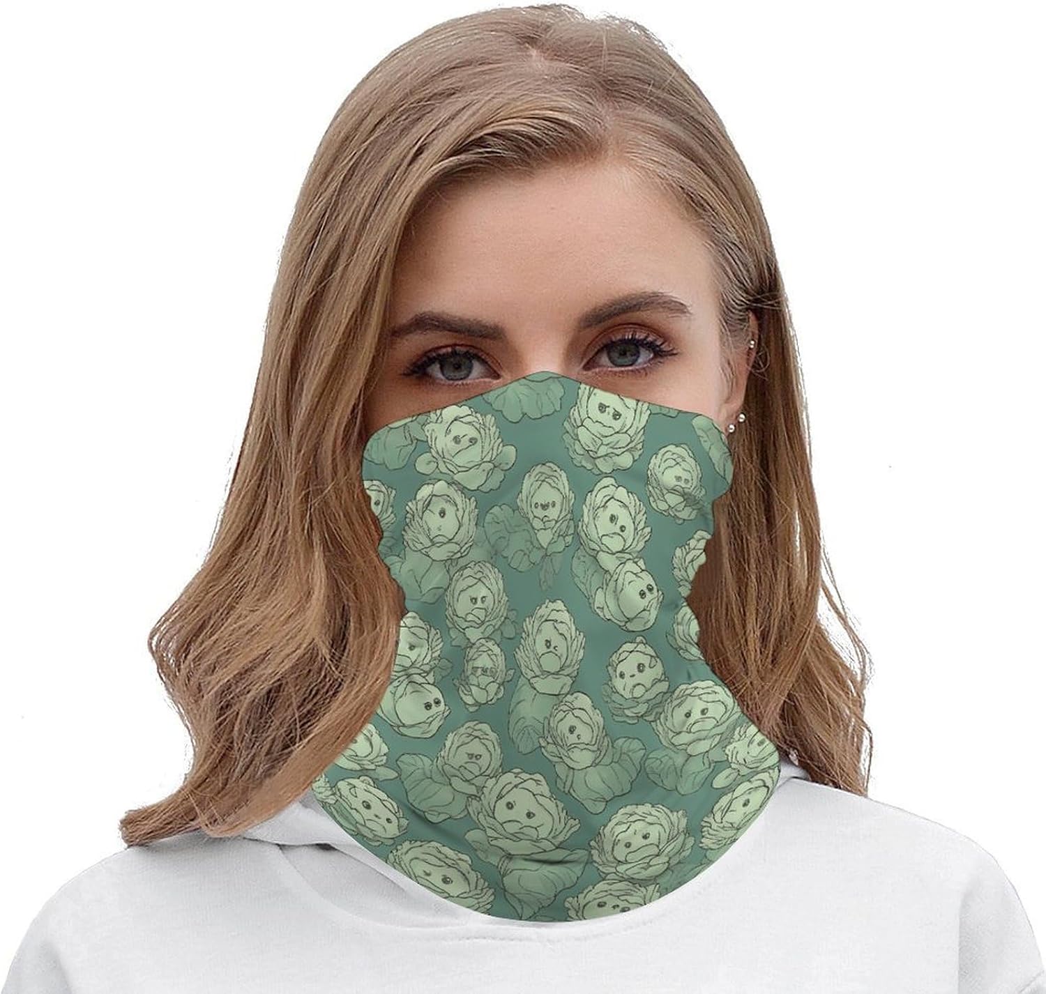 Multi-Use Double Sided Cabbage Pattern Print Neck Gaiter Face Cover Scarf, Breathable Cooling UV Sun Protection Face Mask, Soft Bandana Head Wrap Headwear for Men Women Outdoor
