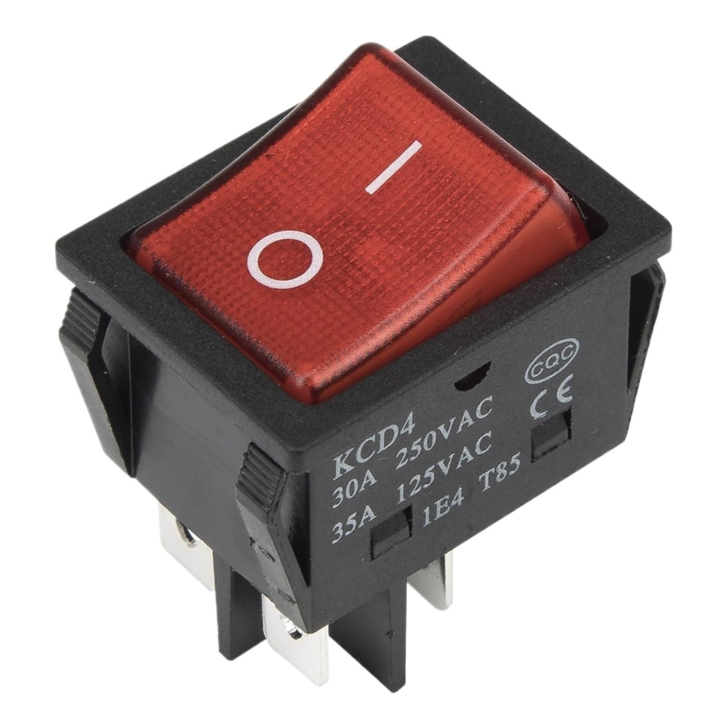 KCD4-201N-3 perforate 30 x 22 mm 30A 4 pin ON - Off Boat Rocker Switch KCD4 Series Power Switch with 220V Light(Red)