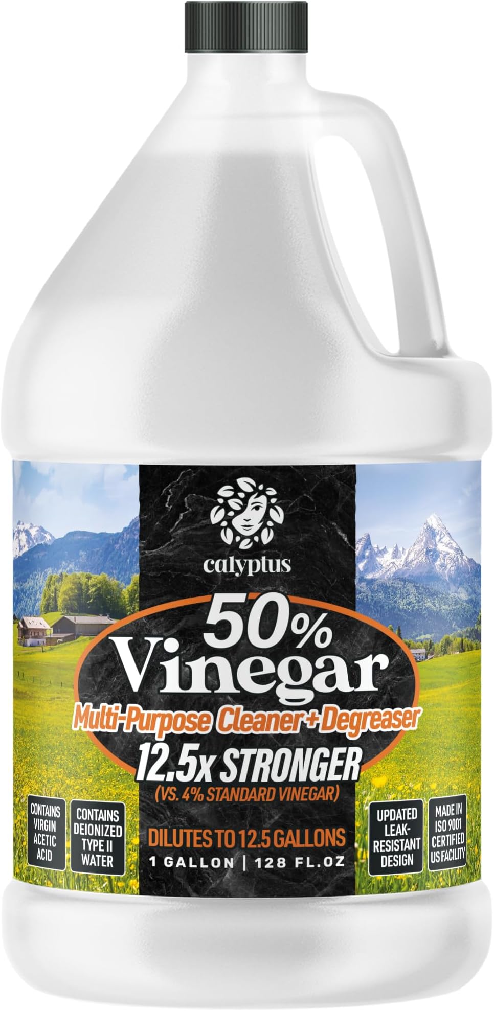 Calyptus 50% Pure Concentrated Vinegar | Maximum-Performance (12.5X) Power | Technical Grade | Dilutes Easily to 5% Acidity (1.5 Cups per Gallon) | Home and Outdoor Cleaning Concentrate | 1 Gallon