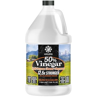 Calyptus 50% Pure Concentrated Vinegar | Maximum-Performance 12.5X Power | Technical Grade | Dilutes Easily to 5% Acidity 1.5 Cups per Gallon | Home and Outdoor Cleaning Concentrate | 1 Gallon
